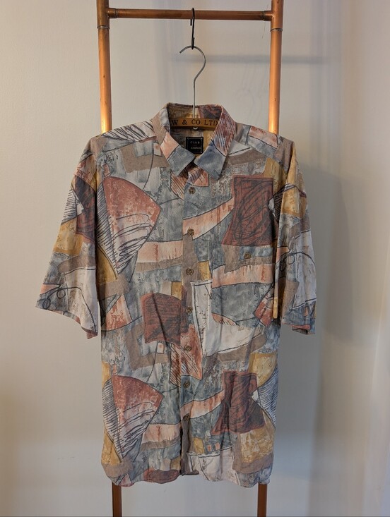 Club D'Amingo Other - 80s/90s - "Club D'Amingo" Abstract Print Short Sleeve Button-Up Shirt